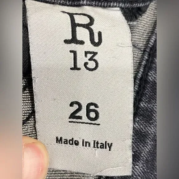 R13 Kate Skinny Jeans Orion Black 26x27 Made in Italy Distressed EUC - Picture 7 of 13